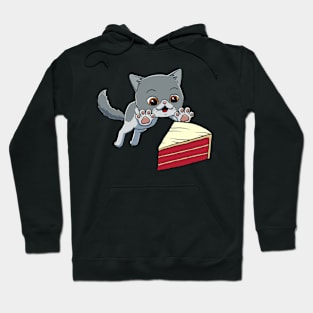 Exotic Shorthair Cat excited to eat Red Velvet Cake Hoodie